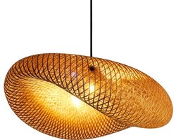 Trendique - Bamboe hanglamp - Voor woonkamer, eetkamer of slaapkamer - Handgeweven Japans design - E27 fitting - 40x25x20cm