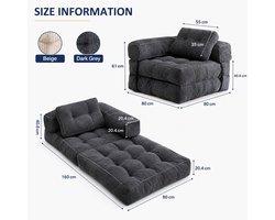 Trendique - Bank - Slaapbank - Slaapbank 1 persoon - Logeerbed - Zetelbed - Fauteuil - Slaapstoel - Slaapbanken - Vouwstoel - Zwart