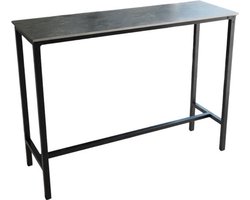 Trendique - Bartafel - Hoge Tafel - Bar tafel - Industrieel Design - Gesinterd Steen - Metalen Frame - Donkergrijs - 120x40x105cm
