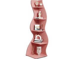 Trendique - Boekenrek - Boekenkasten - Hoekplank - Plantenrek - Organizer - Voor Binnen - 5 Planken - 48x48x178 cm - Roze