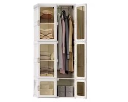 Trendique - Draagbare Kledingkast - Opvouwbare Kunststof Kast met Deuren 104x170x50 cm - Kledingkast voor Slaapkamer