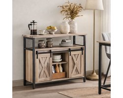 Trendique - Dressoir – Keukenkast met 2 Schuifdeuren, Verstelbare Planken – Houten Opbergkast voor Keuken & Woonkamer - 33x100x80cm