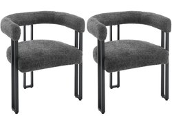 Trendique - Eetkamerstoelen - Stoel - Eettafel stoelen - Keukenstoelen - Set van 2 stoelen - Zachte chenille bekleding - Ergonomisch