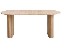 Trendique - Eettafel - Ronde eettafel - Eettafel ovaal - Lichtbruin - Massief hout - 180x 90 CM - Scandinavische stijl - 2 poten