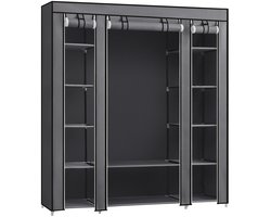 Trendique - Kledingkast - Kledingkasten slaapkamer - Kledingkast slaapkamer - Kledingkasten - Kledingkast zwart - 150 x 45 x 175 cm