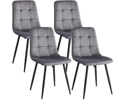 Trendique - Moderne fluwelen eetkamerstoelen - Gevoerde zitting met ijzeren poten, Scandinavisch minimalistisch design voor keuken, woonkamer en restaurant