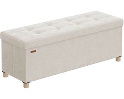 Trendique - Opbergbank - Bank met Opbergruimte - 38x110x40 cm - Opbergdoos met Deksel - Voetenbank - 112 L - Tot 300 kg - Grijs