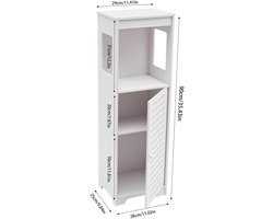 Trendique - Opbergkast - Opbergkasten met deuren - Opbergkast met deuren - Opbergkastje - Opbergkasten - 28 x 25 x 90 Centimeter - Wit