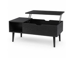 Trendique - Salontafel met Liftblad - Houten Woonkamertafel met Verstelbaar Tafelblad en Verborgen Opbergvak - Moderne Theetafel