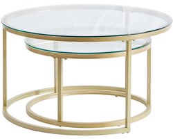 Trendique - Salontafel - Salontafels rond - Salontafel rond - Bijzettafel - Bijzettafeltjes woonkamer - Bijzettafel rond - 60 en 40 CM
