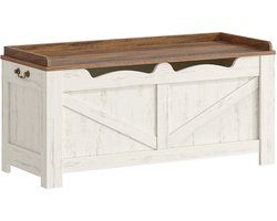 Trendique - Schoenenkast - Opbergkist - Kast - Opbergbank - Zitbank Hal - Opbergkist - Bank met Opbergruimte - Wit - 40x100x48cm