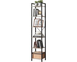 Trendique - Stellingkast - Boekenrek - Boekenkast - Industrieel - Stellingkast - 6 planken - Opbergkast - 40x30x187,5 cm - Donker Khaki