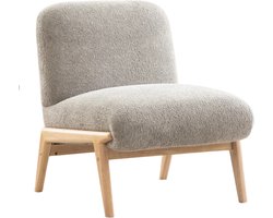 Trendique - Stoel - Fauteuil - Relaxfauteuil - Relaxstoel - Loungestoel - Volwassenen - Binnen - Fluweel met houten poten - Grijs