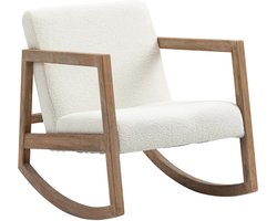 Trendique - Stoel - Fauteuil - Schommelstoel - Relaxfauteuil - Relaxstoel - Loungestoel - Volwassenen - Binnen - Rubberhout&Gewatteerd - Wit