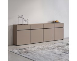 Trendmeubel - Dressoir Cain - Beige - Zwart - 225 cm
