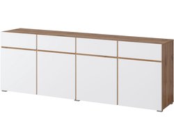 Trendmeubel - Dressoir Cain - Wit/eiken - 225 cm