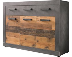 Trendmeubel -Dressoir kasten industrieel 117x 86 x 37 cm- dressoir zwart - met veel opbergruimte
