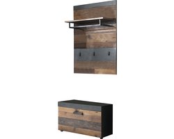 Trendmeubel - Garderobe opstelling -Grijs Matera decor - Old Wood decor.
