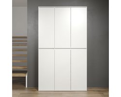 Trendmeubel- Opbergkast - Garderobekast - Multifunctionele kast 6-deurs - Wit 111 x 191 x 34 cm
