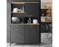 Trendmeubel - Opbergkast - Keukenbuffet 119 cm - 1 lade 2 deuren MANCHESTER zwart