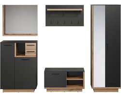 Trendmeubel- Synnax garderobe opstelling grijs,eik decor.