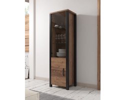 Trendmeubel - Vitrinekast / Opbergkast Oli - Zwart - Eiken - 191 cm- Met 4 legplanken
