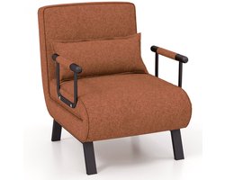 Trendmix 4-in-1 Slaapstoel Bruin – Inklapbare Slaapbank – Verstelbare Rugleuning – Slaapfauteuil 1 Persoon – Tot 150 kg Draagvermogen