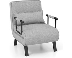 Trendmix 4-in-1 Uitklapbare Slaapstoel Belastbaar Tot 150 kg Licht Grijs - Inklapbare Slaapbank Met 6 Standen Verstelbare Rugleuning - Modern Design Logeerbed - Slaapfauteuil