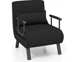 Trendmix 4-in-1 Uitklapbare Slaapstoel Belastbaar Tot 150 kg Zwart - Inklapbare Slaapbank Met 6 Standen Verstelbare Rugleuning - Modern Design Logeerbed - Slaapfauteuil