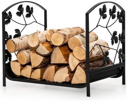 Trendmix Brandhoutrek – Haardhout Rek voor Binnen & Buiten – Metalen Houtopslag – 48 x 34 x 41 cm – Zwart