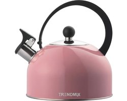 Trendmix Fluitketel Roze 2,5 Liter – Lichtgewicht RVS – Cool-Touch Handvat – Geschikt Voor Inductie, Gas En Alle Warmtebronnen