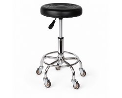 Trendmix Kapperskruk op Wielen – Tabouret & Kapperstoel – Kruk in Hoogte Verstelbaar – Met Voetsteun – Tot 150 kg – Zwart