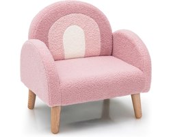 Trendmix Kinder Fauteuil Teddy Stof Roze Regenboog - Kinderzetel - Lounge Stoel - 51 x 42 x 51 cm