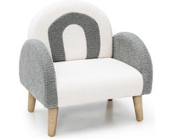 Trendmix Kinderfauteuil Teddy Grijs – Regenboogdesign – Fauteuil Kind 3-5 Jaar – Lounge Stoel met Ergonomisch Ontwerp – 51 × 42 × 51 cm
