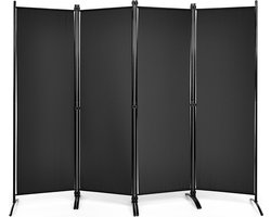 Trendmix Metalen Room Divider Kamerscherm - Opvouwbare Binnenwand Met Stabiele Voeten - Kamerscherm Panelen voor Thuis en Kantoor 220 x 173 cm - Zwart