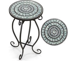 Trendmix Mozaïek Bijzettafel 30×30×50 cm – Zwart – Keramisch Tafelblad – Weerbestendig – Binnen & Buiten