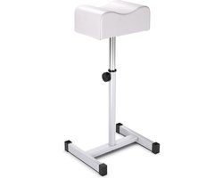 Trendmix Pedicure & Manicure Voetensteun – Verstelbare Hoogte 45–65 cm – Ergonomisch – Staal & Wit Leer