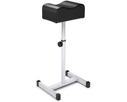 Trendmix Pedicure & Manicure Voetensteun – Verstelbare Hoogte 45-65 cm – Ergonomisch – Staal & Zwart Leer