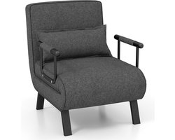 Trendmix Slaapstoel 1 Persoons – Inklapbare Slaapbank 1 Persoons – 4-in-1 Slaapfauteuil – Verstelbare Rugleuning – Donkergrijs