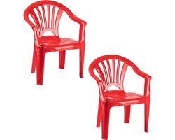 Trendoz Stoeltjes voor kinderen - 2x - rood - 50 cm - voor binnen en buiten - kunststof