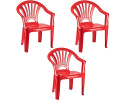 Trendoz Stoeltjes voor kinderen - 3x - rood - 50 cm - voor binnen en buiten - kunststof
