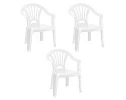 Trendoz Stoeltjes voor kinderen - 3x - wit - 50 cm - voor binnen en buiten - kunststof
