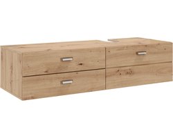 Trendteam Badkamer Beach Geo Wastafel zonder wastafel | Wastafel onderkast Beach Geo in Artisan eiken badkamerkast hangend 140 x 35 cm