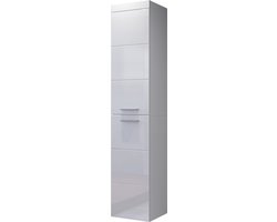 trendteam smart living Devon Hoge kast voor de badkamer, 35 x 170 x 33 cm, wit hoogglans, wit met veel opbergruimte