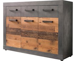 Trendteam smart living Garderobe schoenenkast Indy, 117 x 86 x 37 cm in corpus grafiet grijs, front oud hout NB met veel opbergruimte