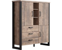 trendteam smart living Highboard, bruin, zwart, 138 x 155 x 45 cm