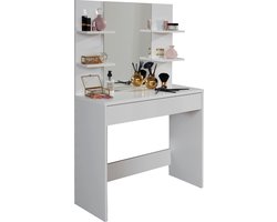 trendteam smart living Kinderkamer_Kinderkamer_Kaptafel, make-uptafel, make-uptafel, basix, 85 x 140 x 40 cm, wit met veel legplank