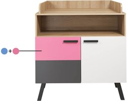 trendteam smart living Mats Color commode, beukengrijs-wit-blauw/roze, 96 x 105 x 78 cm