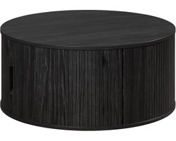 Trendteam smart living - Ronin salontafel - zwart - ronde koffietafel met opbergruimte - (b x h x d) 80 x 36 x 80 cm - elegante zwarte houtlook met verticale groeven