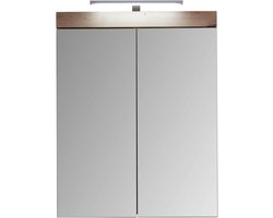 Trendteam smart living - Spiegelkast incl. verlichting - badkamer - Amanda - opbouwmaat (BxHxD) 60 x 77 x 17 cm - Kleur wit hoogglans met tak - 139340607
